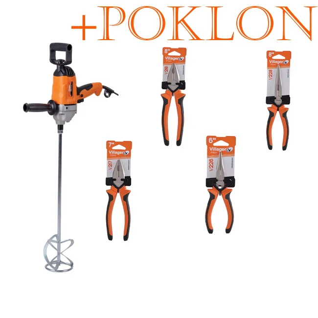 Villager električni mesač za boju 1050W VEM-1050 + POKLON Villager set kombinovanih i špicastih klešta Villager električni mesač za boju 1050W VEM-1050 + POKLON Villager set kombinovanih i špicastih klešta